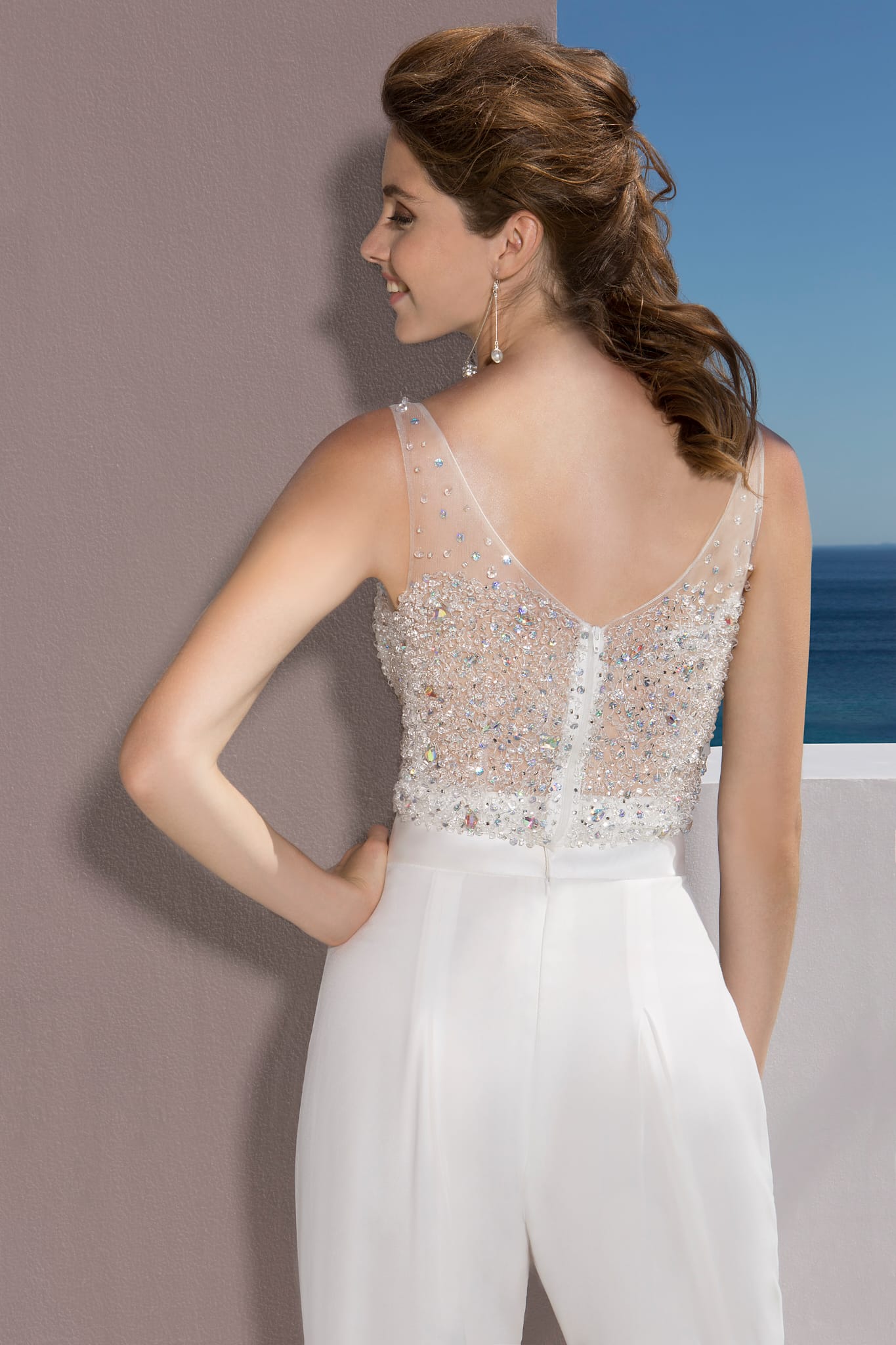 Modern Two-Piece White Outfit with Embellished Corset