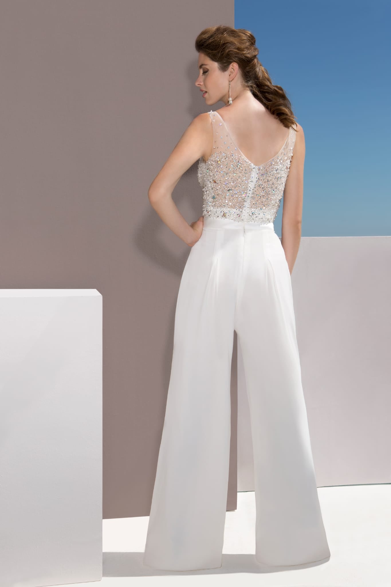 Modern Two-Piece White Outfit with Embellished Corset