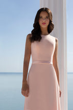 Elegant Baby Pink Maxi Dress with Open Back