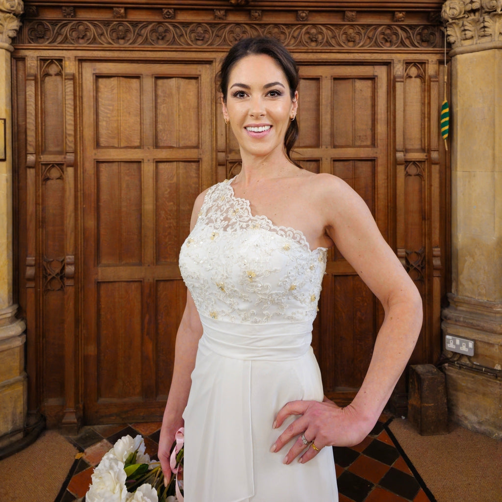 One-Shoulder Lace Wedding Gown