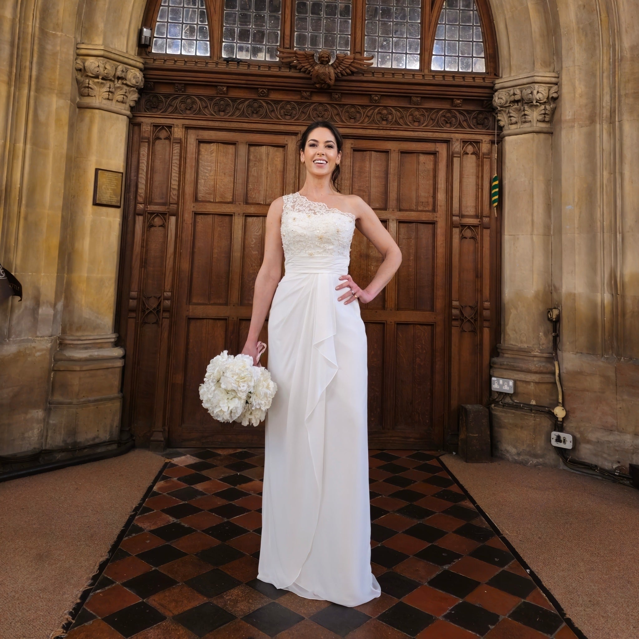 One-Shoulder Lace Wedding Gown