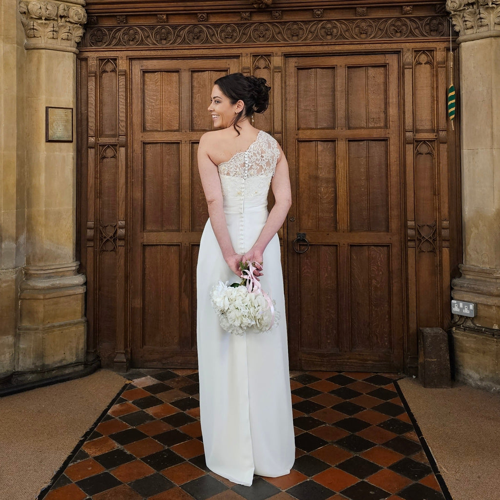 One-Shoulder Lace Wedding Gown