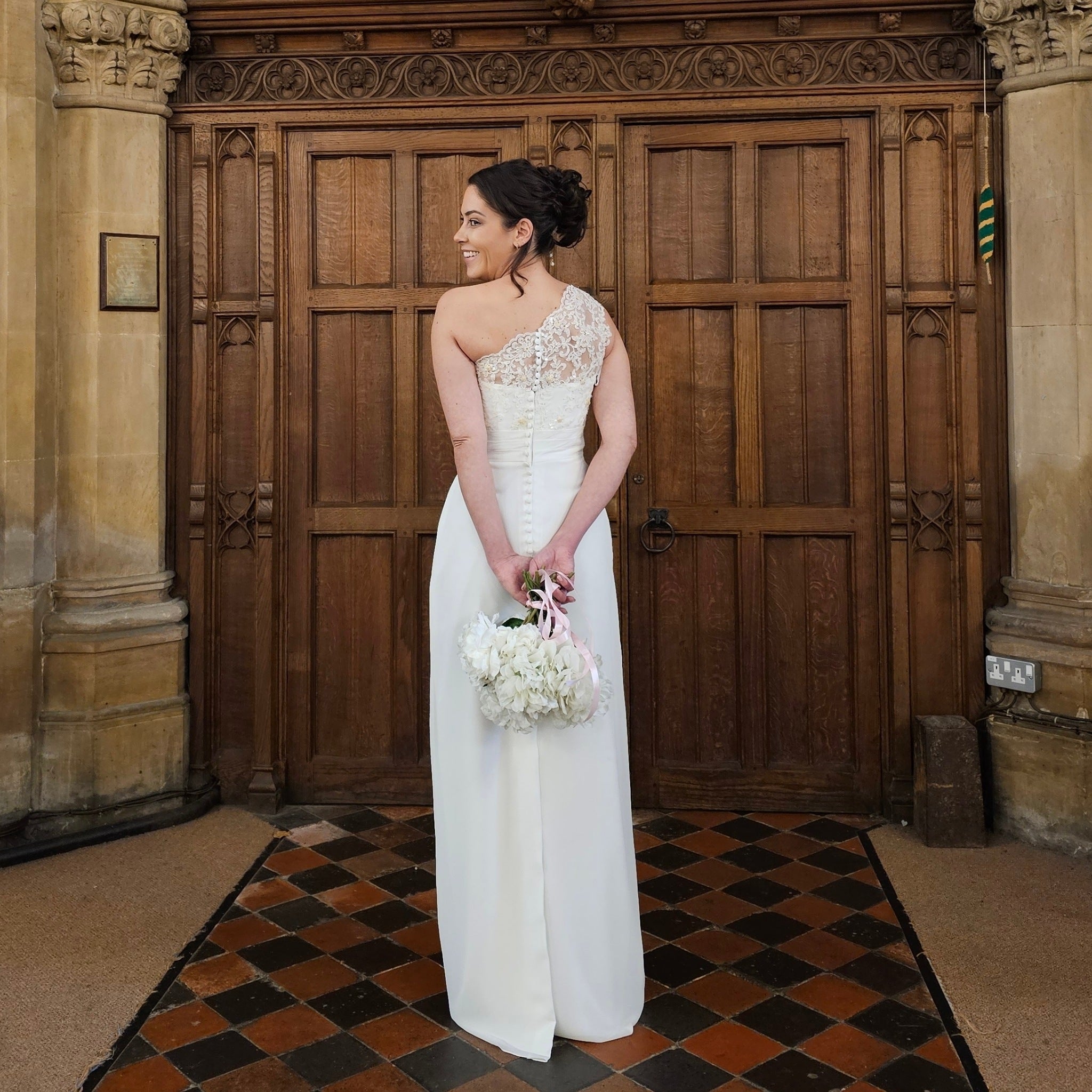 One-Shoulder Lace Wedding Gown
