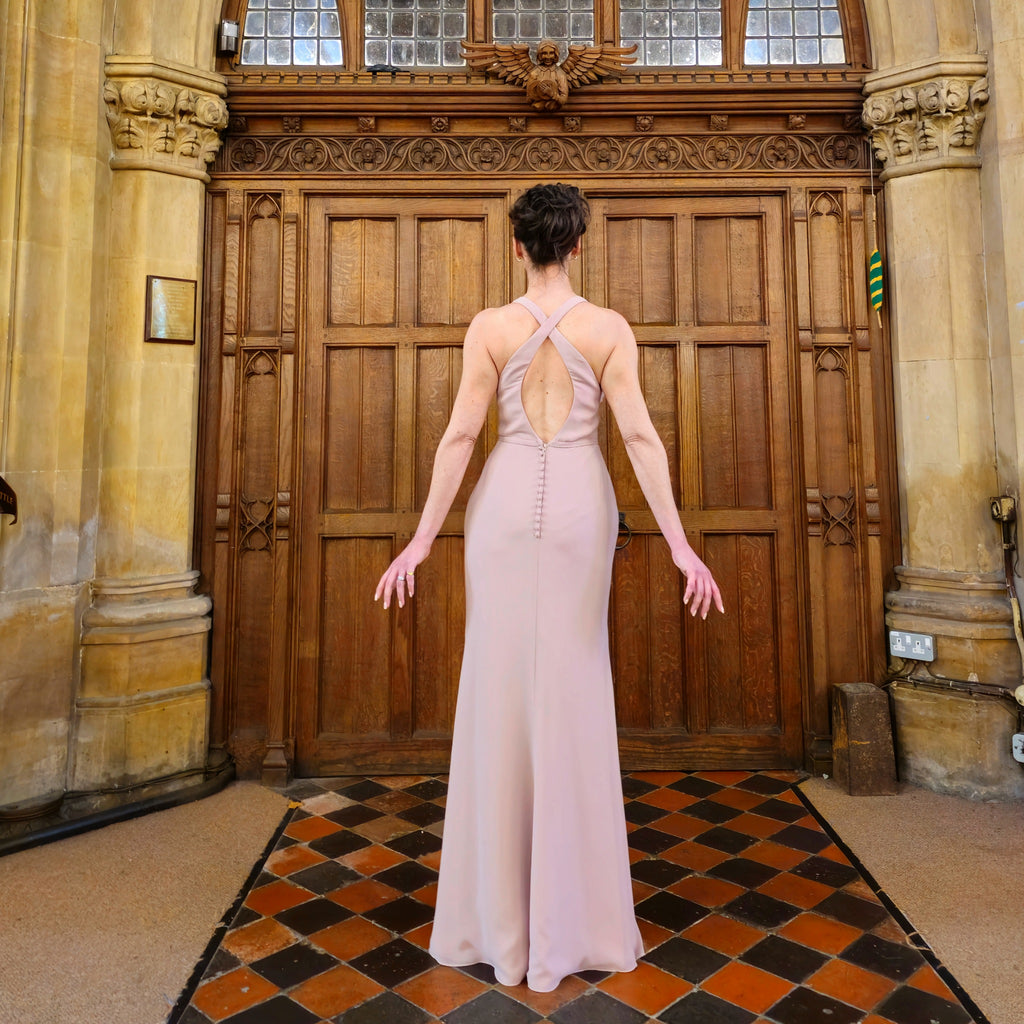 Cross-Back Plunge Neck Maxi Dress