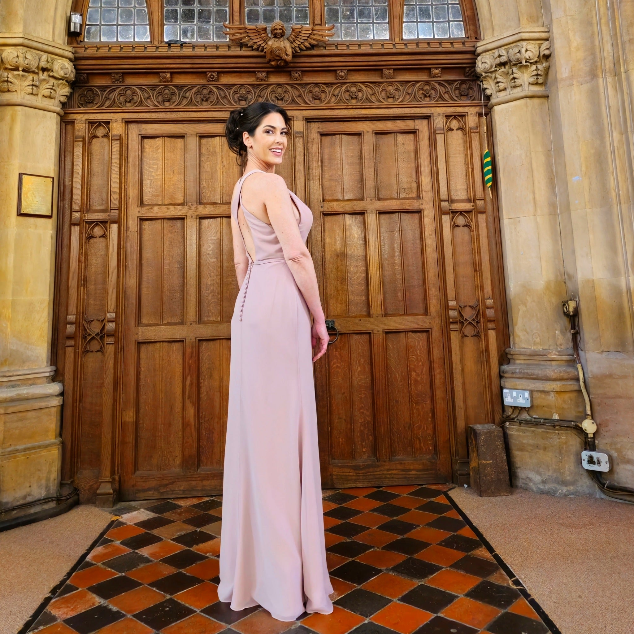 Cross-Back Plunge Neck Maxi Dress