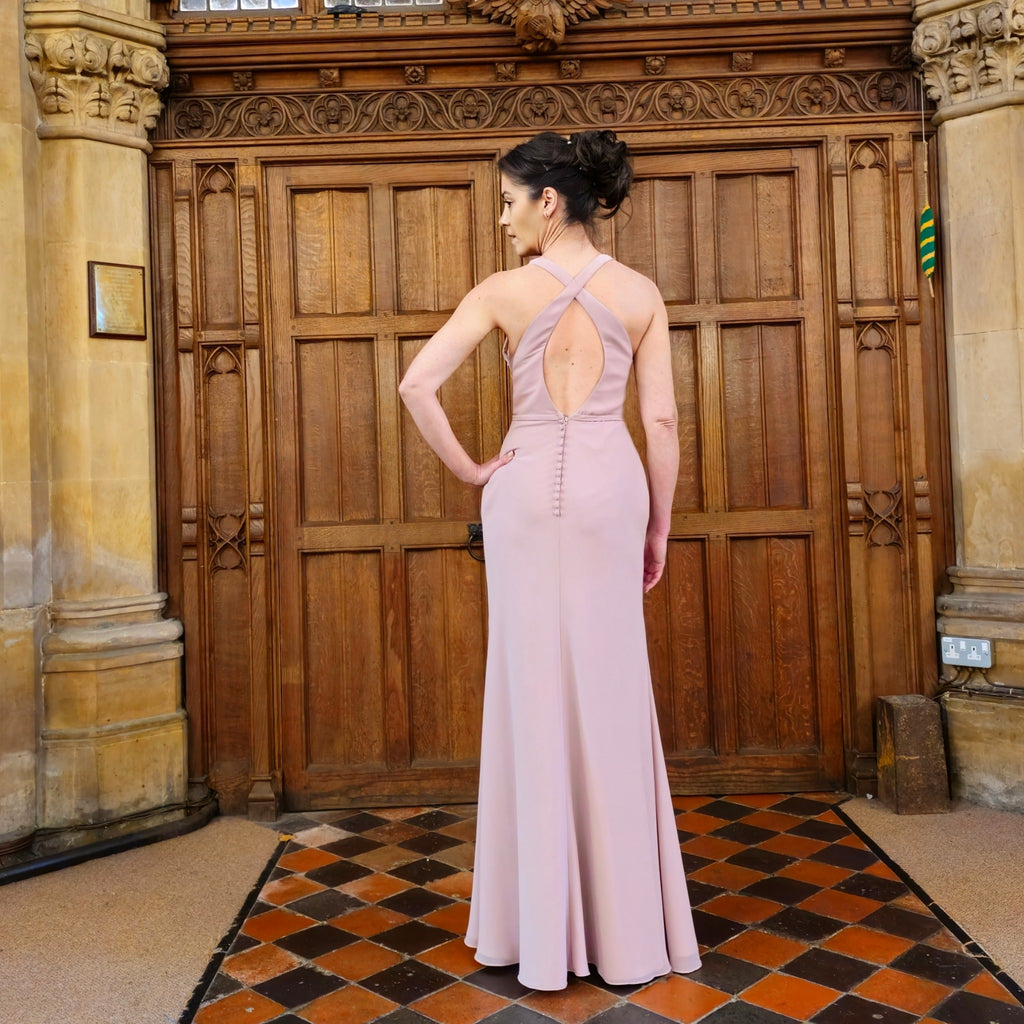 Cross-Back Plunge Neck Maxi Dress